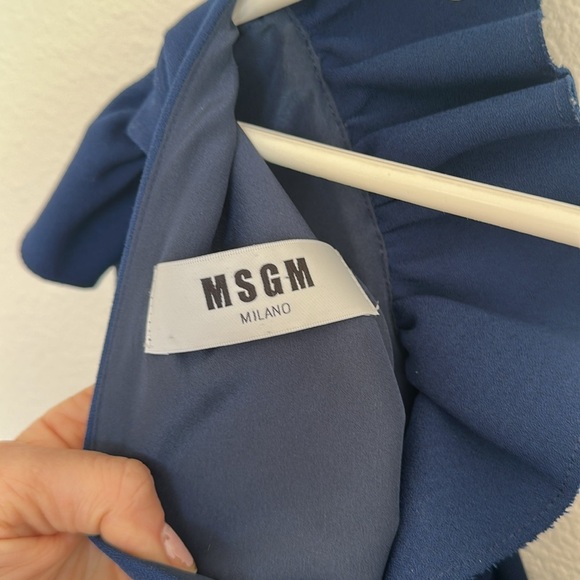 Designer MSGM blue ruffle crepe mini dress 40 US 6 - Picture 9 of 9